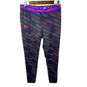 Under Armour Leggings Size Large Girls Youth Black All Over Print Juniors